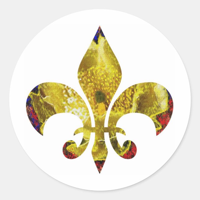 Sticker Rond Golden Fleur-de-Lis ; Série ZazzleRocks (Devant)