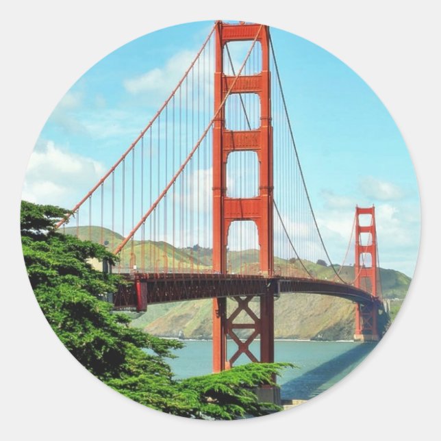 Sticker Rond Golden Gate Bridge à San Francisco (Devant)