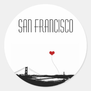 Sticker Rond Golden Gate Bridge San Francisco Lover's