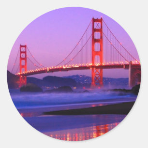 Sticker Rond Golden gate bridge sur la plage de Baker au