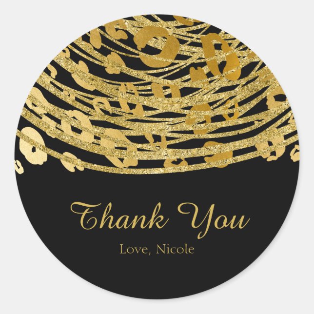 Sticker Rond Golden Glam Cheetah Print Exotic Party Favoriser (Devant)