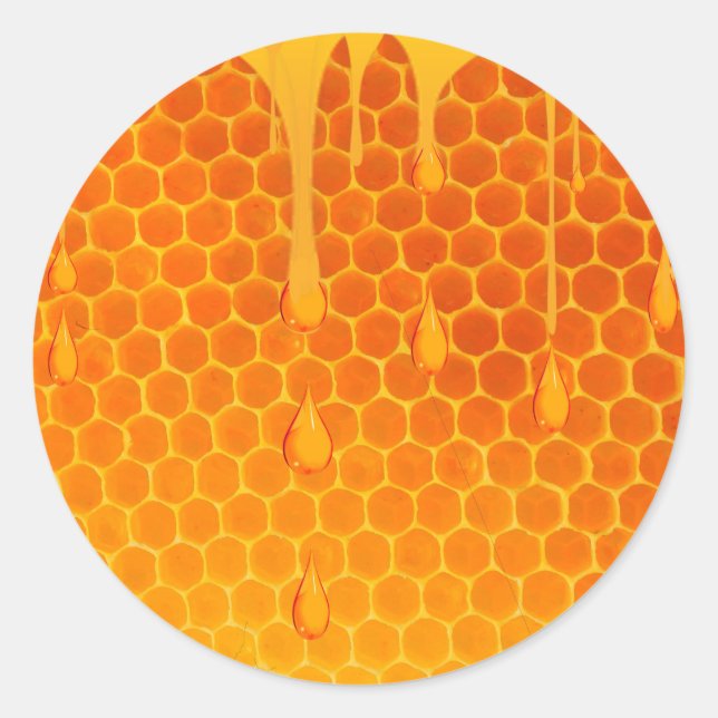 STICKER ROND GOLDEN HONEY DRIPPING ART (Devant)