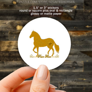 Sticker Rond Golden Paso Fino Cheval avec Coeur