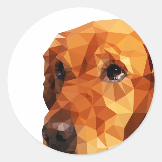 Sticker Rond Golden Retriever Low Poly Art (Devant)