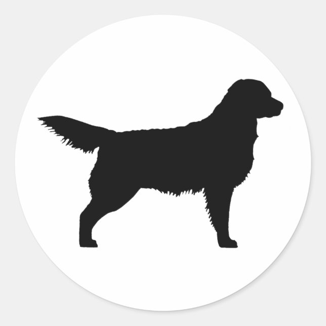 Sticker Rond Golden Retriever (noir) (Devant)