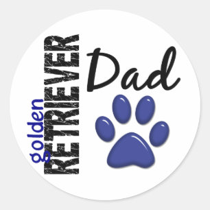 Sticker Rond Golden Retriever Papa 2
