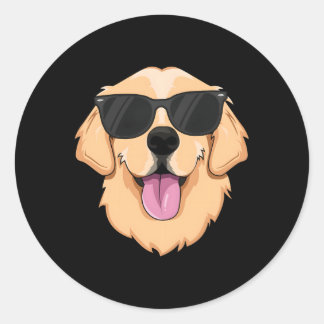 Sticker Rond Golden Retriever Pet