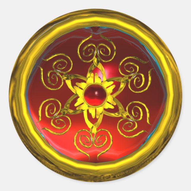 STICKER ROND GOLDEN ROSE RUBY (Devant)