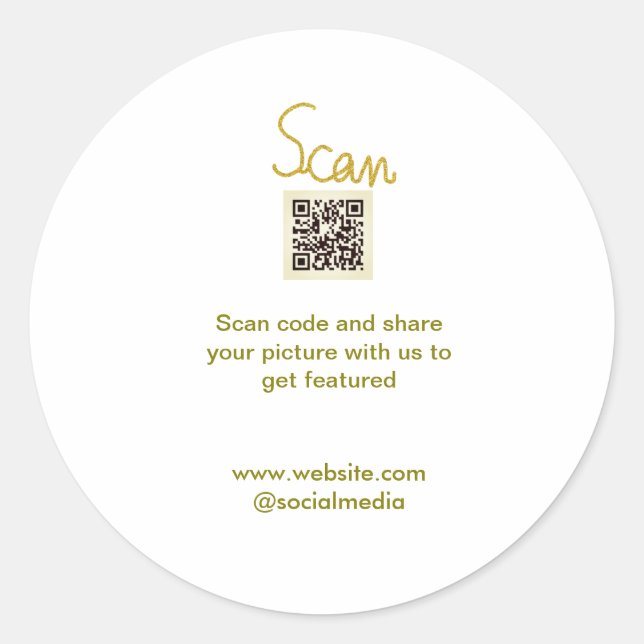 Sticker Rond Golden Scan QR code parties scintillant simple élé (Devant)