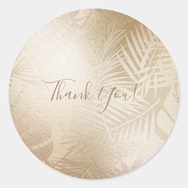 Sticker Rond Golden Shine Botanique Tropical Palm Tree Feuilles (Devant)