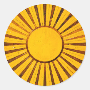 Sticker Rond Golden Sunburst