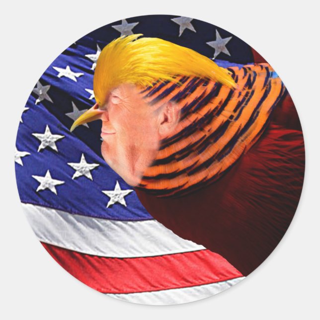 Sticker rond Golden Trump Bird USA Flag (Devant)