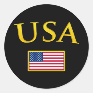 Sticker Rond Golden USA