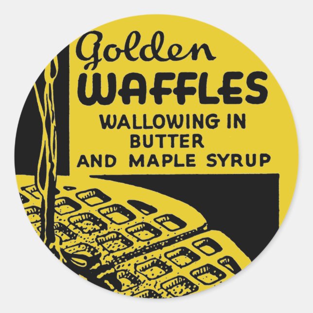 Sticker Rond Golden Waffles Breakfast (Devant)