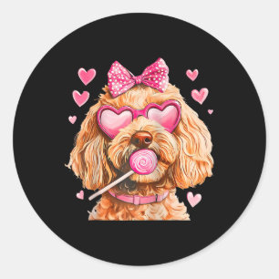 Sticker Rond Goldendoodle Coquette Arc Valentin Raglan Bys