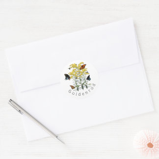 Sticker Rond Goldenrod Solidago Fleur sauvage et pollueurs