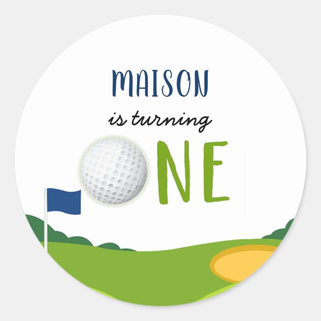 Sticker Rond Golf 1er Anniversaire Trou En Un Par T (Devant)