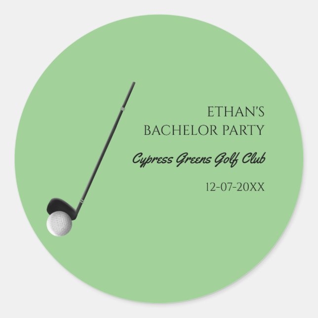 Sticker Rond Golf Bachelor Party - Golf trip Classic Stylish (Devant)