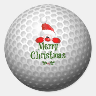 Sticker Rond Golf Ball Conception de vacances, Joyeux Noël