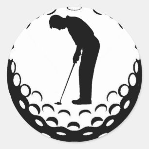 STICKER ROND GOLF BALL ET GOLFER