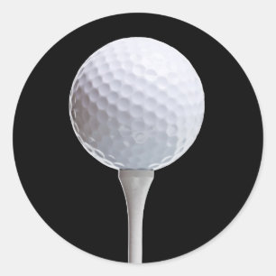 Sticker Rond Golf Ball & Tee on Black - Modèle Customisé