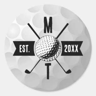 Sticker Rond Golf Ball Texture & Club Premier Monogramme