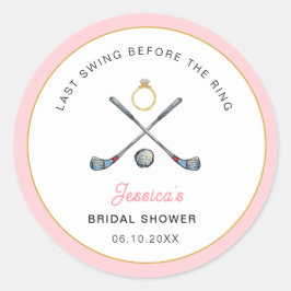 Sticker Rond Golf "Dernier swing avant l'anneau" Baby Shower 