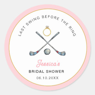 Sticker Rond Golf "Dernier swing avant l'anneau" Baby Shower 
