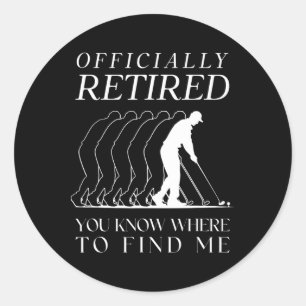 Sticker Rond Golf drôle golfeur officiellement retraité Golf à 