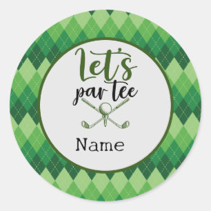 Sticker Rond Golf Let's Par Tee pour Golfer Party