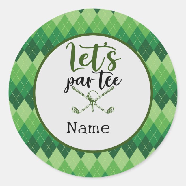 Sticker Rond Golf Let's Par Tee pour Golfer Party (Devant)