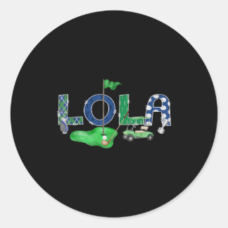 Sticker Rond Golf Lola Hole In One Golf 1st Birthday Boy Party 