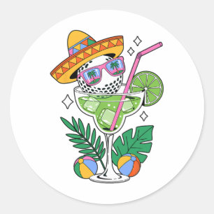Sticker Rond Golf Margarita Sombrero Tropical Funny Cinco De Ma