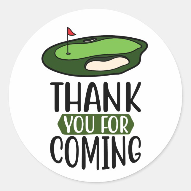 Sticker Rond Golf Merci pour venir avec golf (Devant)
