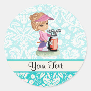 Sticker Rond Golf mignon; Motif Damassé