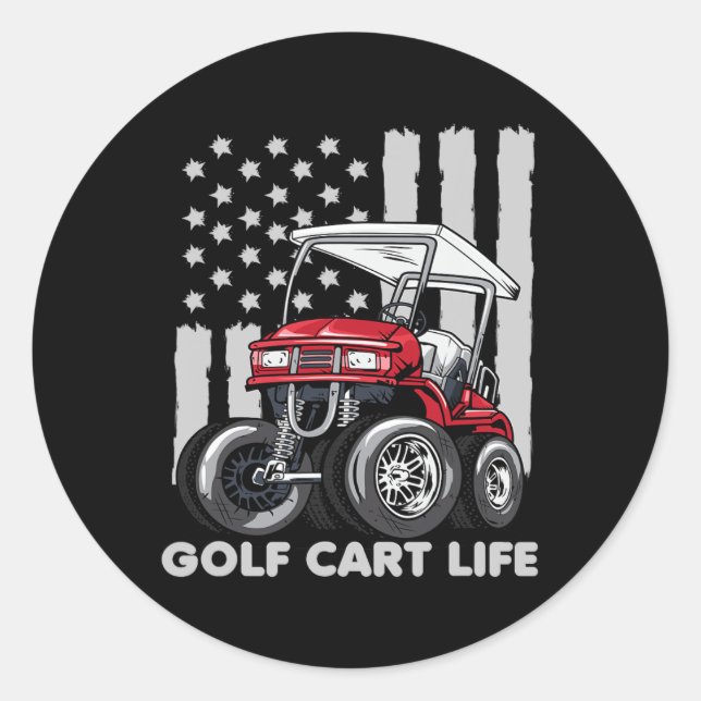 Sticker Rond Golf Panier Life Funky Golf Panier Avec Drapeau Us (Devant)