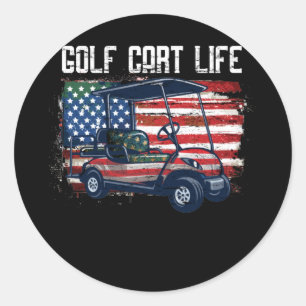 Sticker Rond Golf Panier Vintage US Drapeau Indépendance de gol