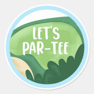 Sticker Rond Golf Par-Tee Cupcake Boy Anniversaire Trou dans un