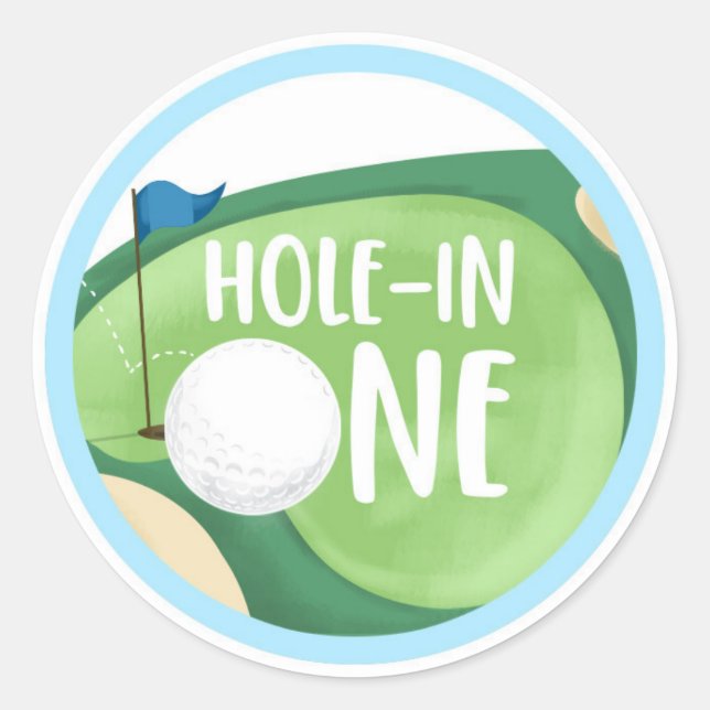 Sticker Rond Golf Par-Tee Cupcake Boy Anniversaire Trou en un (Devant)