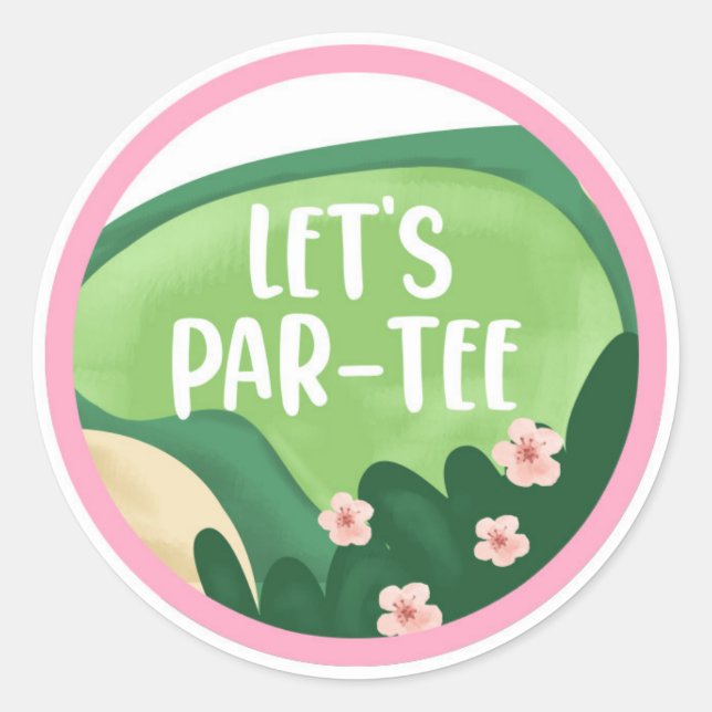 Sticker Rond Golf Par-Tee Cupcake Girl Birthday Trou en un Cla (Devant)