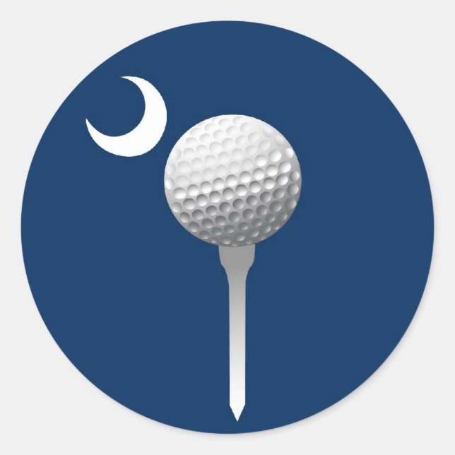 Sticker Rond Golfball de Caroline du Sud et croissant (Devant)