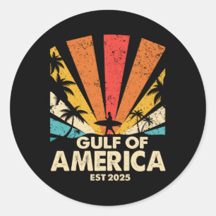 Sticker Rond Golfe D'Amérique Surf Retro Sunset Vintage B