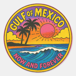 Sticker Rond Golfe du Mexique maintenant et l'art océanique