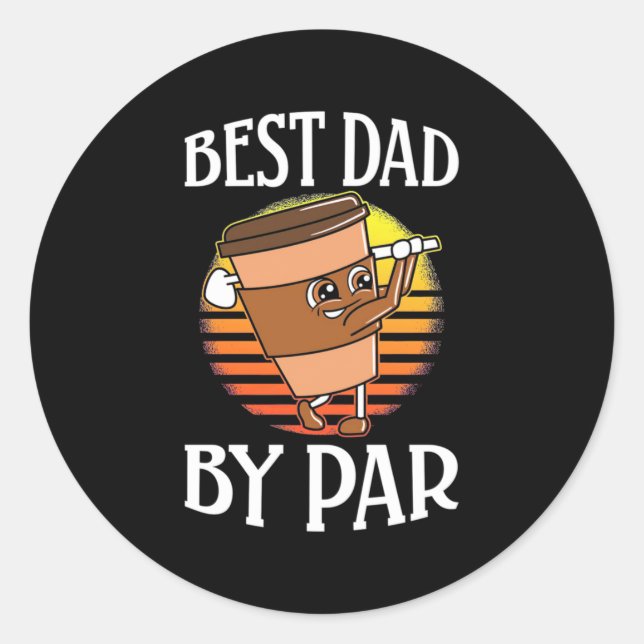 Sticker Rond Golfer Meilleur papa Par Par Par (Devant)