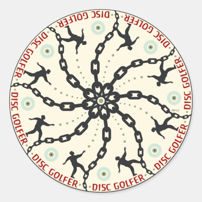 Sticker Rond Golfeur de disque (Devant)