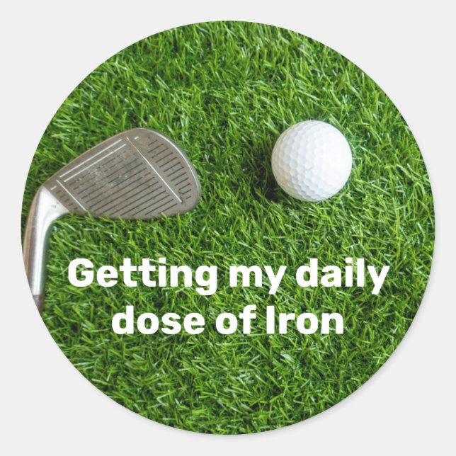Sticker Rond Golfeur recevant une dose de fer et balle de golf  (Devant)