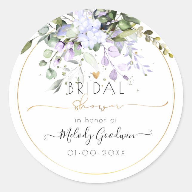Sticker Rond Gomme d'eucalyptus violet rustique aquarelle Douch (Devant)