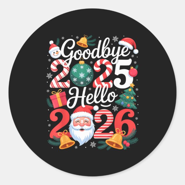 Sticker Rond Goodbye 2025 Hello 2026 Happy New Year Family Matc (Devant)