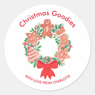 Sticker Rond Goodies de Noël mignons Nom de la couronne