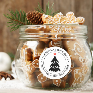 Sticker Rond Goodies de Noël moderne Coeur Personnalisé
